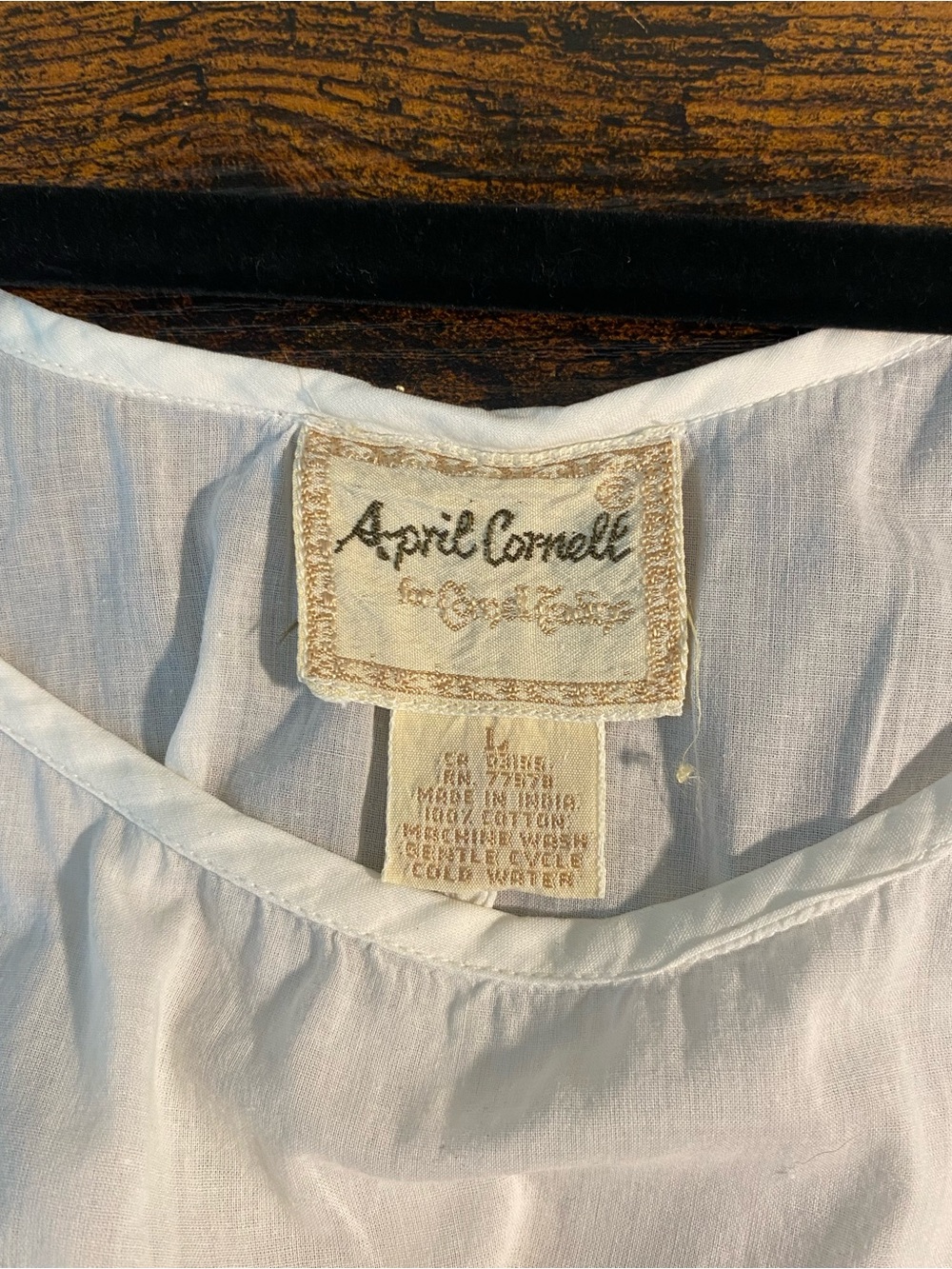 Vintage April Cornell Lightweight Cotton White Sleeveless Slip Dress/Nightgown - Picture 4 of 5